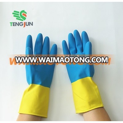 BI-Color cheap household cleaning latex gloves made in china